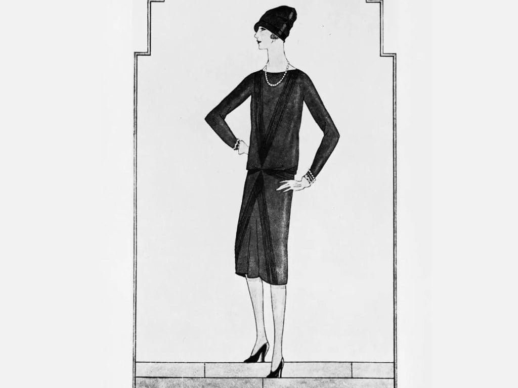Desenho do primeiro Little Black Dress na revista Vogue. Clique na imagem e confira mais criações Chanel! (Foto: Reprodução/Vogue.in)