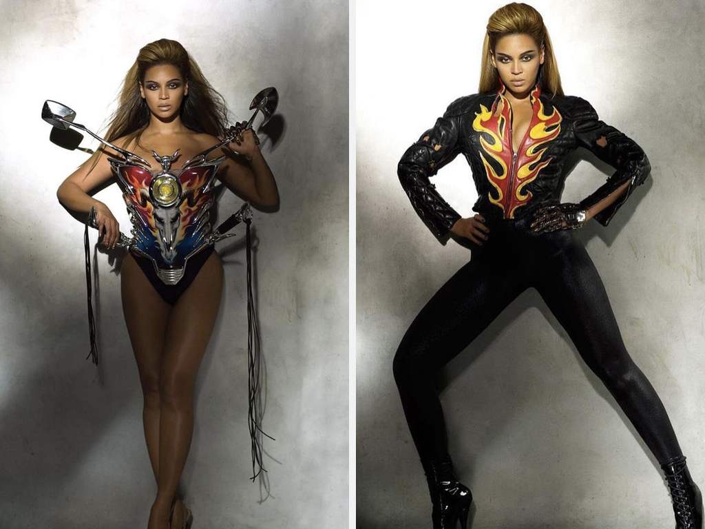 Cantora Beyoncé em criações de Thierry Mugler. Clique na imagem e confira criações do estilista! (Foto: Reprodução/Instagram @astrobih_)