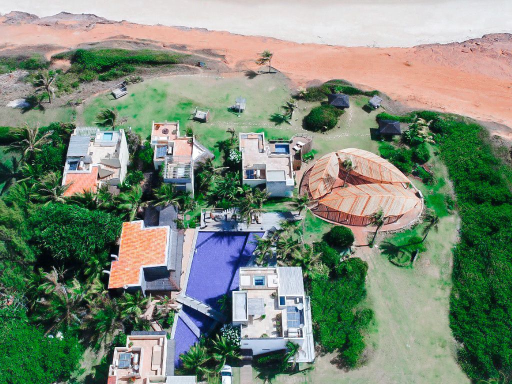 Imagem aérea das instalções do Kilombo Villa Spa.