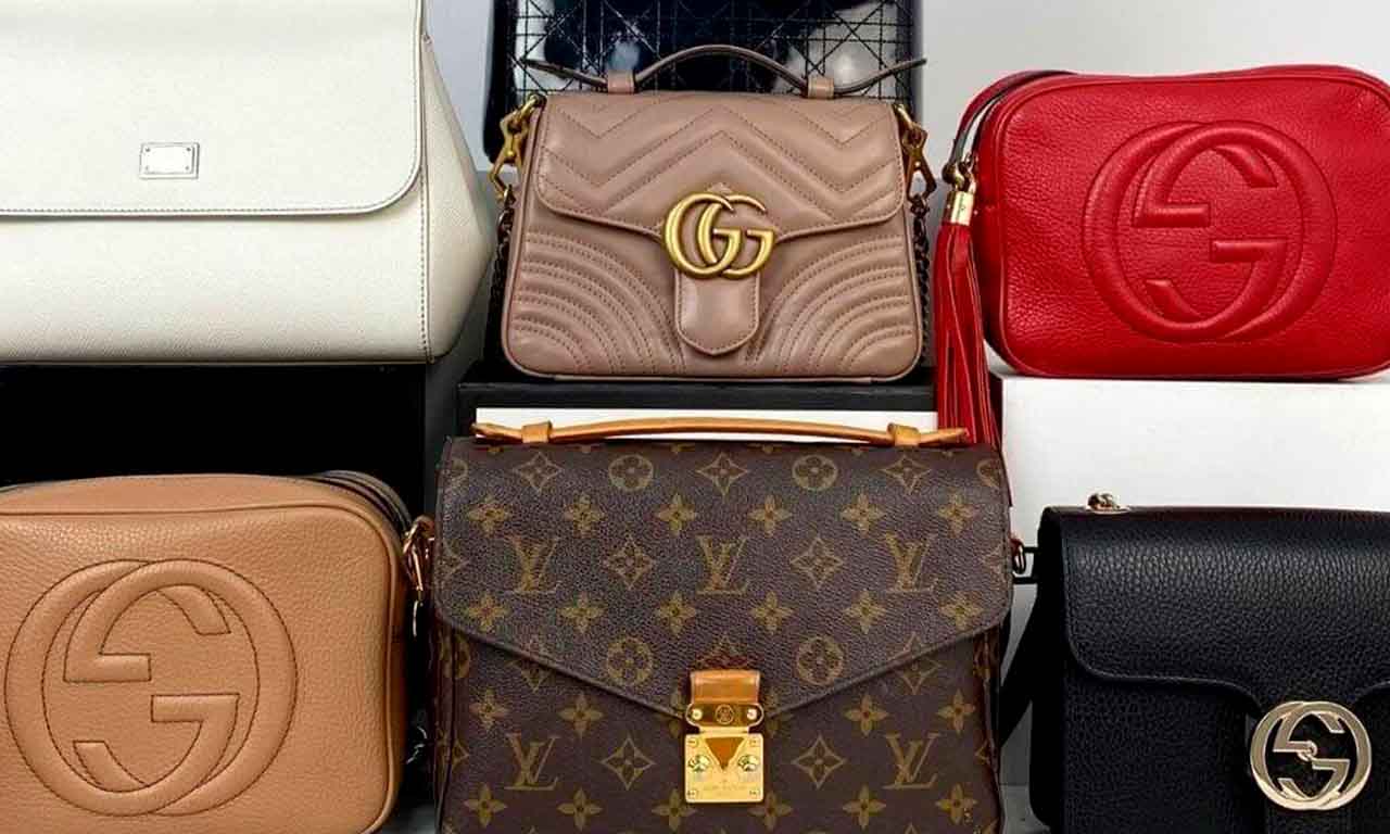 Foto de bolsas de marcas de luxo: Gucci, Louis Vuitton, Dolce & Gabbana