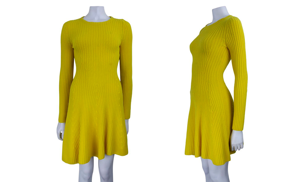 Montagem com duas fotos do Vestido Christian Dior em amarelo.