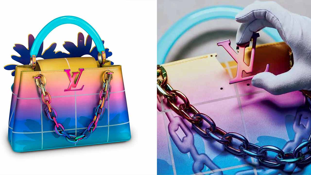 Montagem com fotos das bolsas personalizadas da Louis Vuitton.