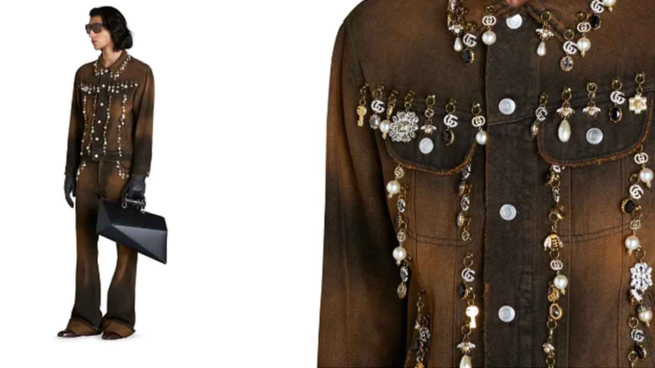 Jaqueta reinerpretada por EGONlab no projeto de moda circular da Gucci