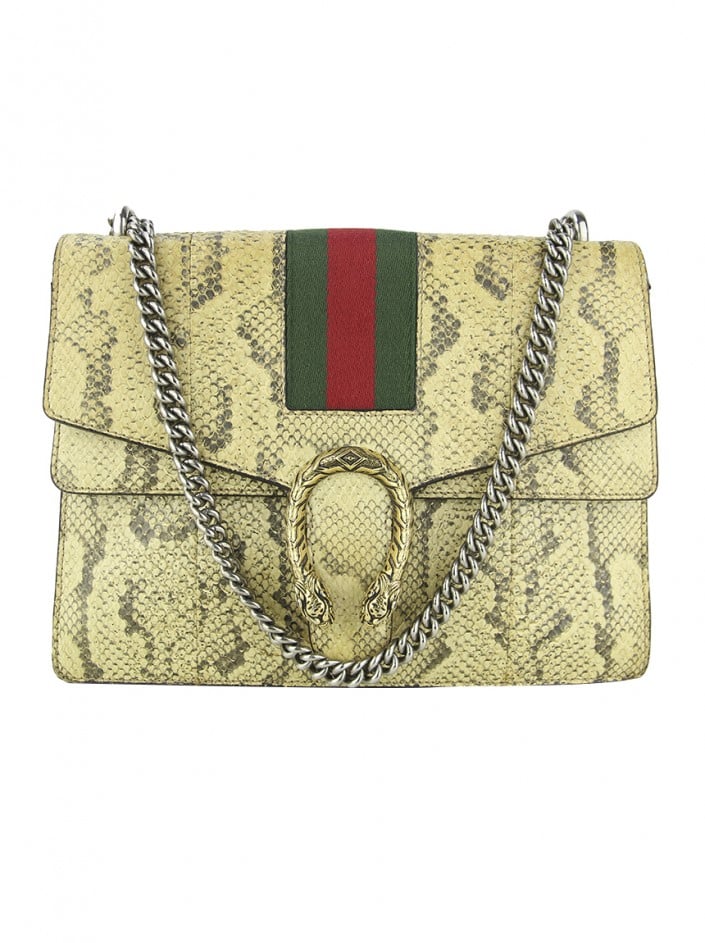Bolsa Gucci Dionysus com estampa de python.