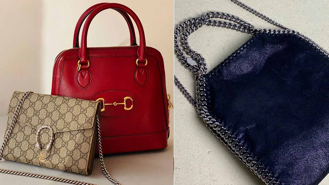 Bolsas de luxo Gucci e Stella Mccartney com garantia de autenticidade.