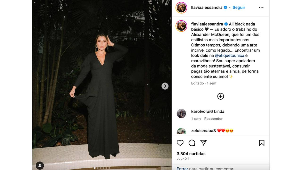 Capa do post sobre Flávia Alessandra usar vestido Alexander McQueen do Etiqueta Única