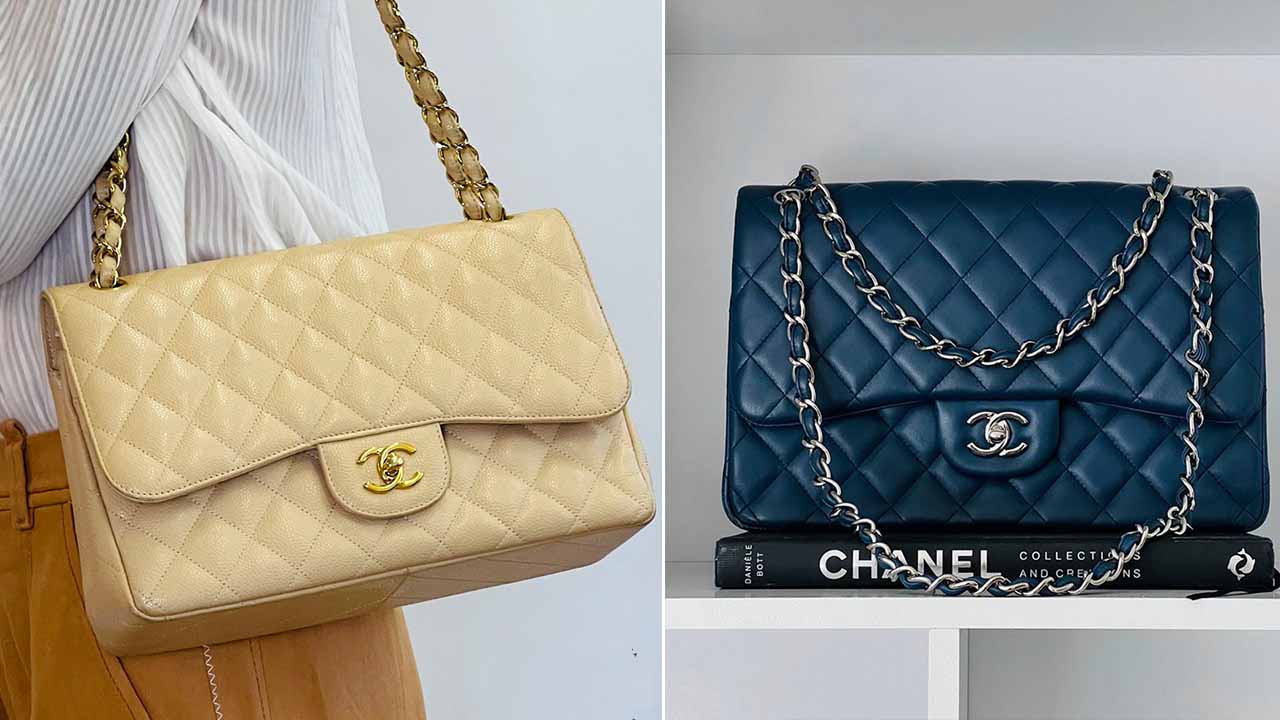 Bolsas Chanel Double Flap em versões grandes.