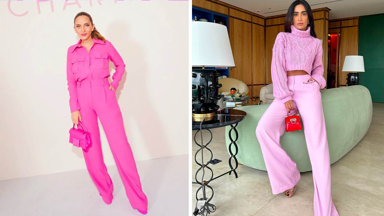 Foto 1: Reprodução/Instagram @lelesaddi; Foto 2: Reprodução/Instagram @silviabraz. Clique na imagem e confira uma coleção com peças rosa!