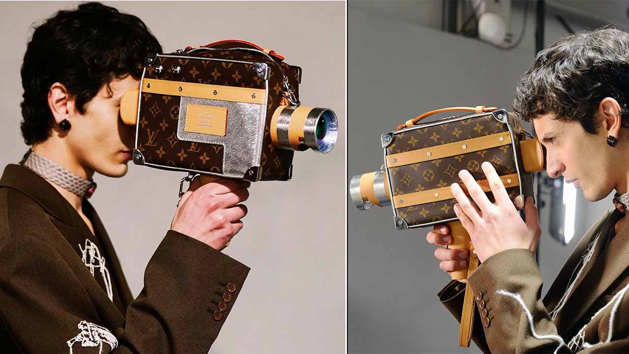 Bolsa em formato de câmera da Louis Vuitton criada por KidSuper.