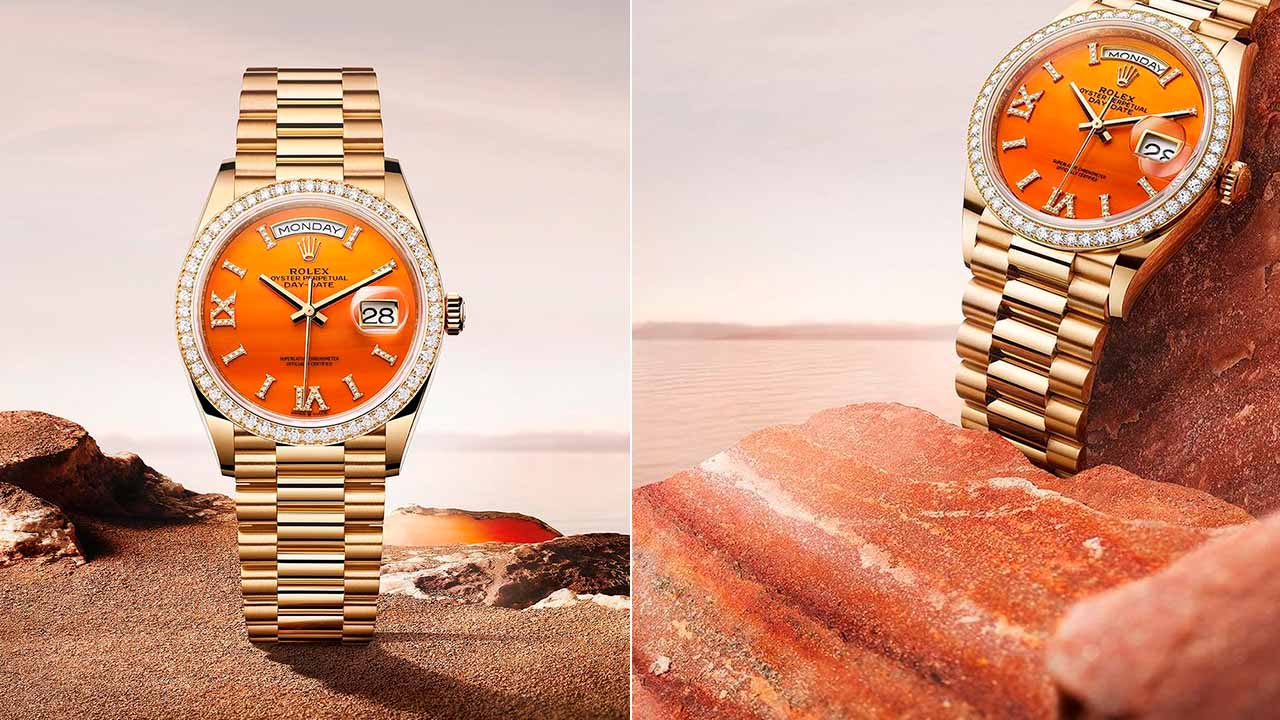 Relógio Rolex Oyster Perpetual Day-Date 36 o primeiro modelo com uma pedra brasileira.