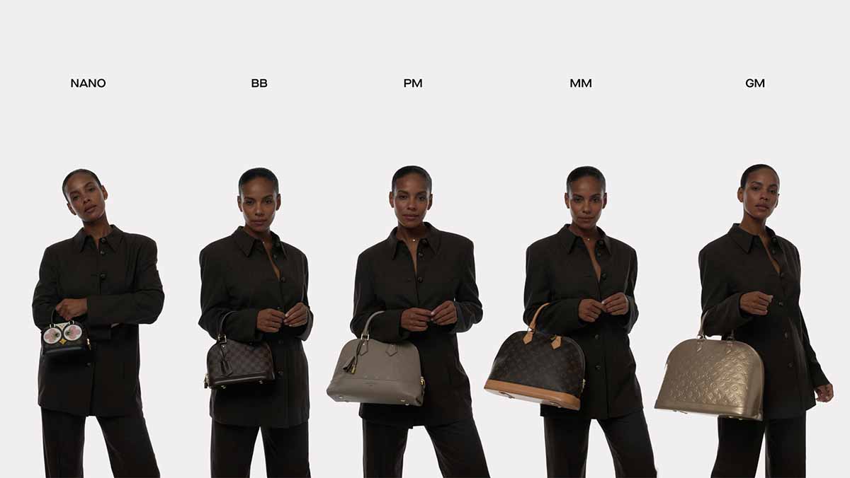Bolsa Alma da Louis Vuitton em diferentes tamanhos.