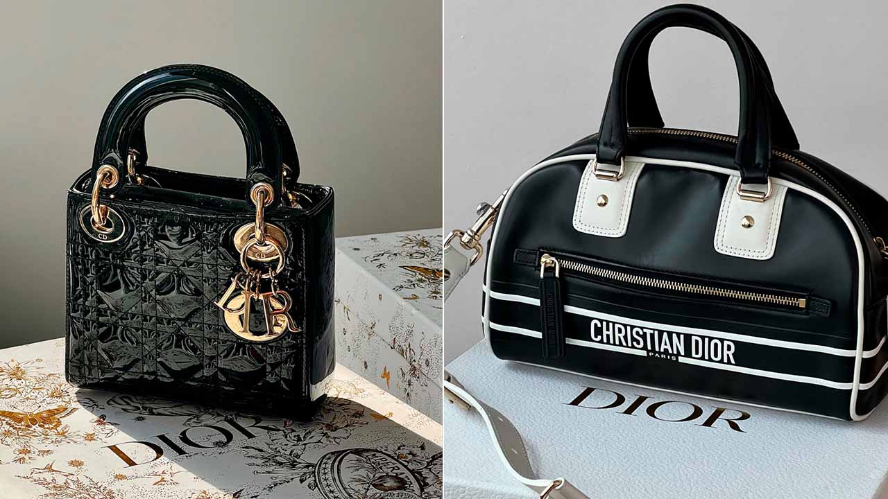 Montagem com duas bolsas Dior, a marca de luxo está na lista das mais pesquisadas na internet.