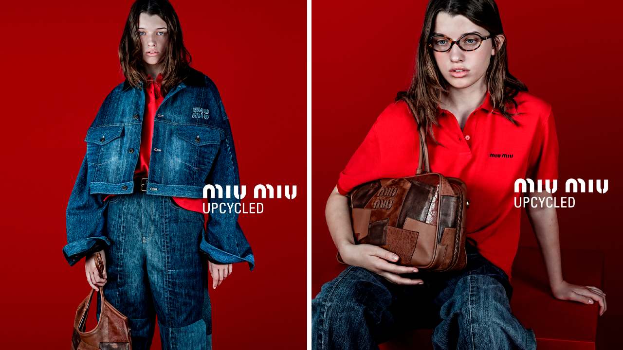 Campanha da coleção Miu Miu Upcycled. Clique na imagem e confira mais criações da marca! (Fotos: Reprodução/Instagram @miumiu)