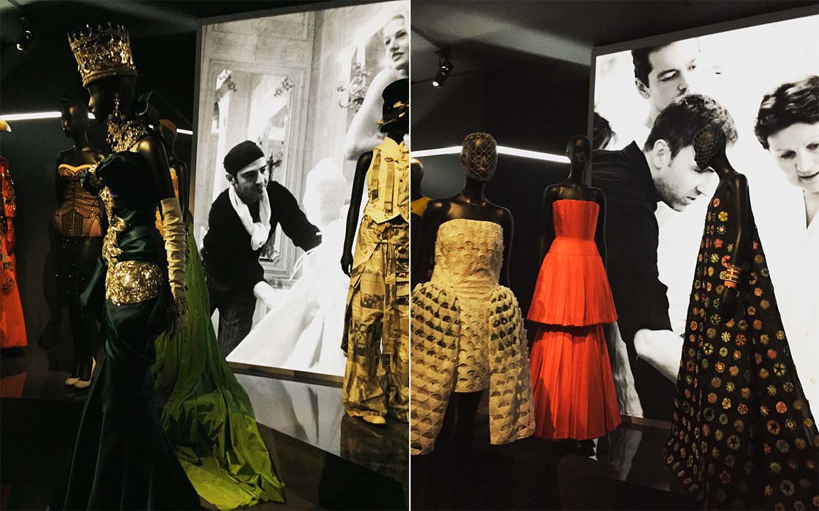 Montagem de fotos de John Galliano e Raf Simons quando eram estilistas da Dior contribuindo como a Dior ficou famosa.