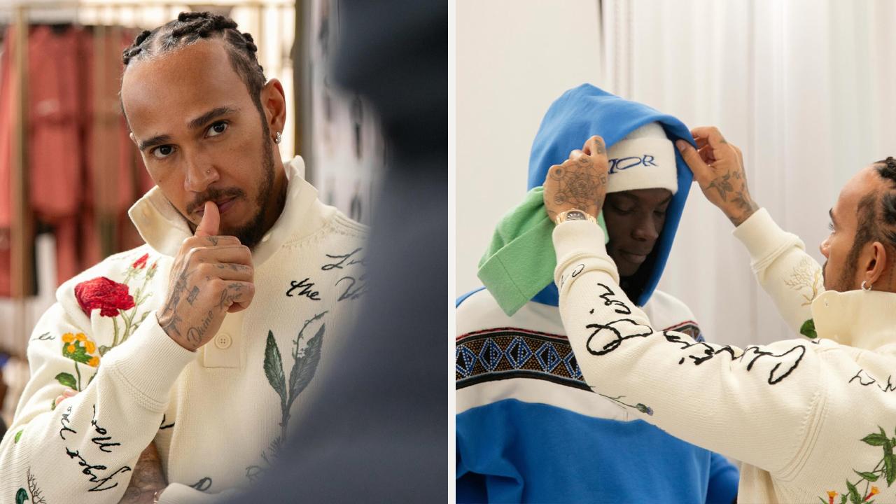 Lewis Hamilton nos bastidores de sua coleção cápsula com a Dior. Clique na imagem e confira mais criações da marca! (Fotos: Reprodução/Instagram @dior)