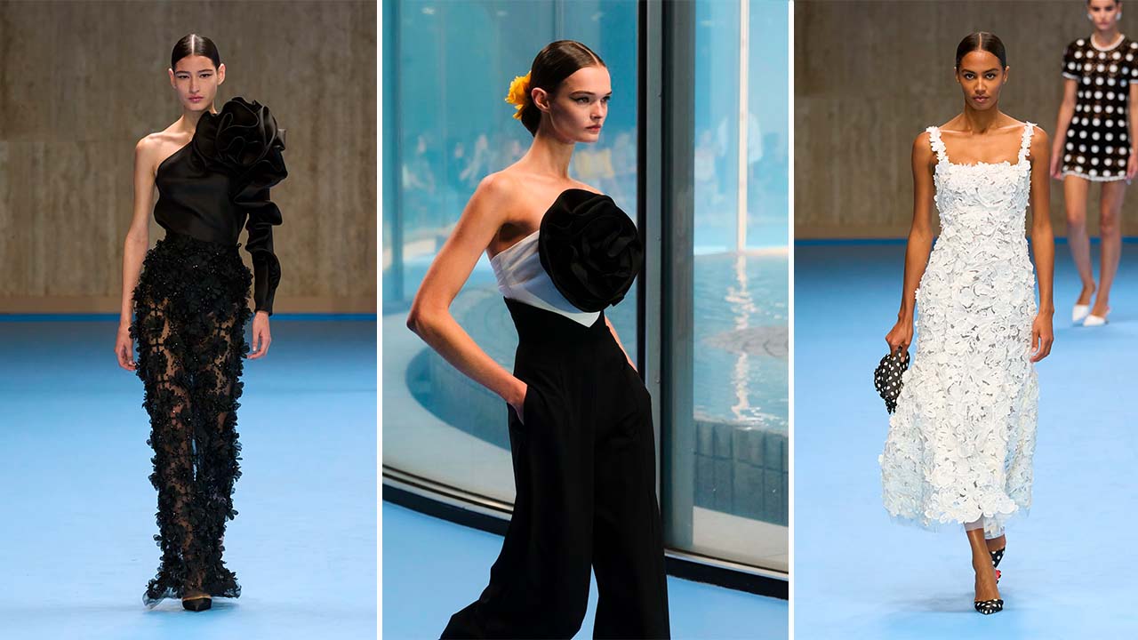 Montagem de fotos do desfile da carolina herrera verão 2025 na semana de moda de nova york setembro 2024.