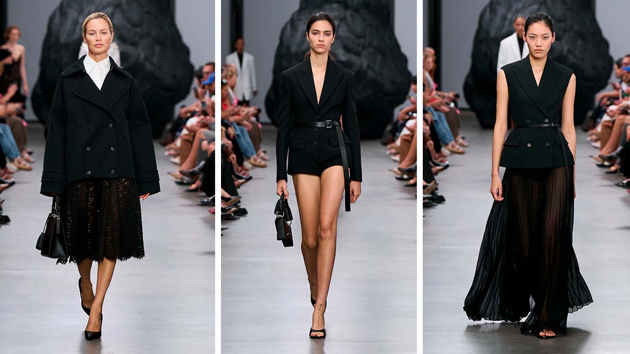 Montagem de fotos do Desfile da Michael Kors na NYFW Verão 2025.