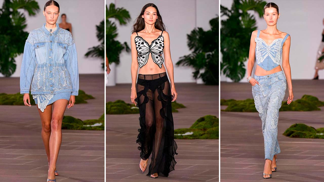 Montagem de fotos do Desfile da Patbo na NYFW Verão 2025.