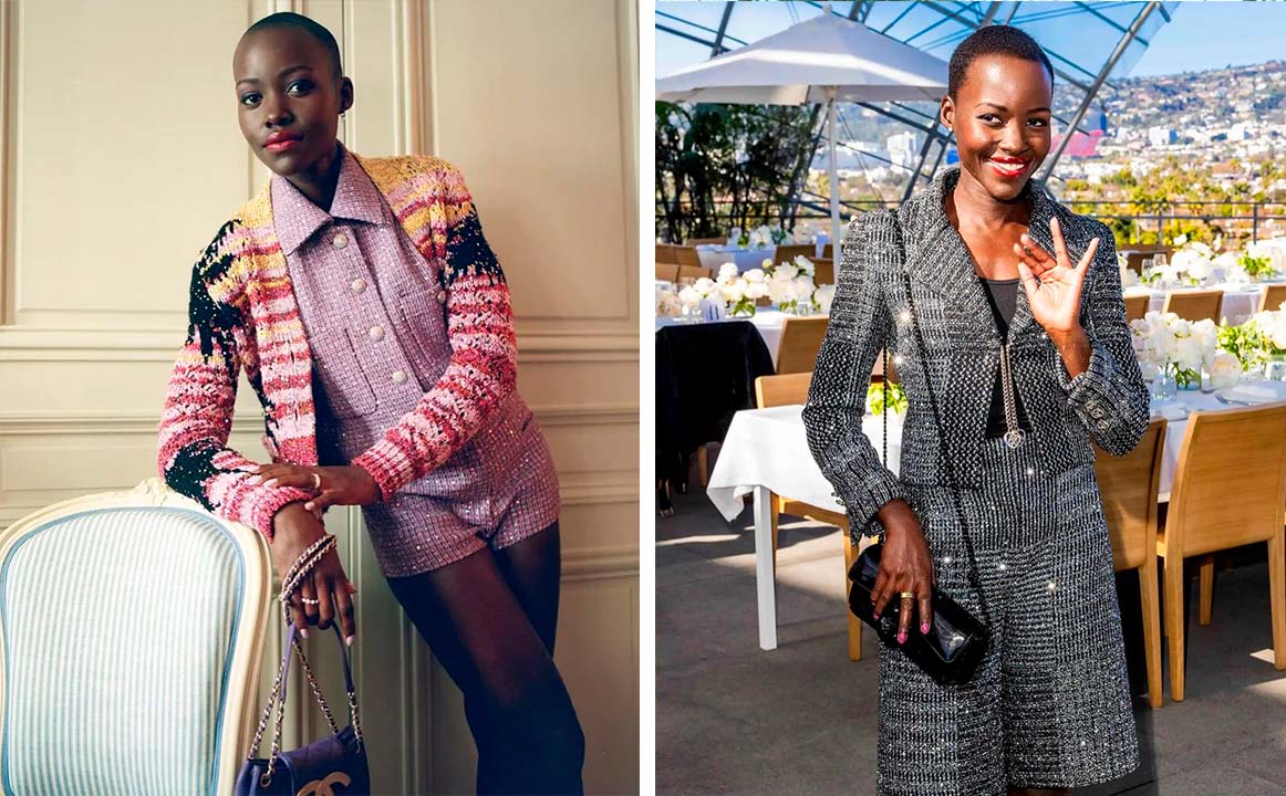 Montagem de fotos da nova embaixadora da Chanel, Lupita Nyong’o.