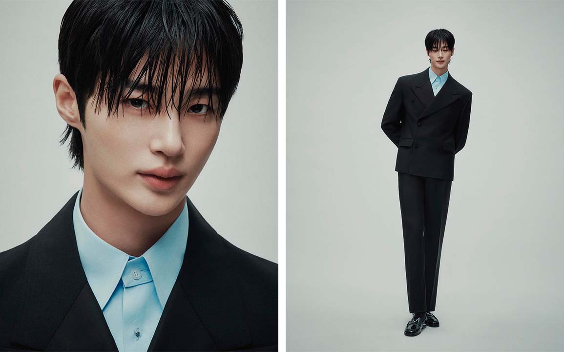 Montagem de fotos de Byeon Wooseok o novo embaixador da Prada.