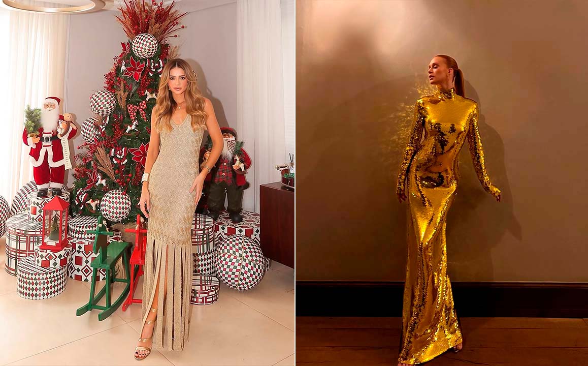 Montagem de fotos de inspiração para looks da noite de natal.