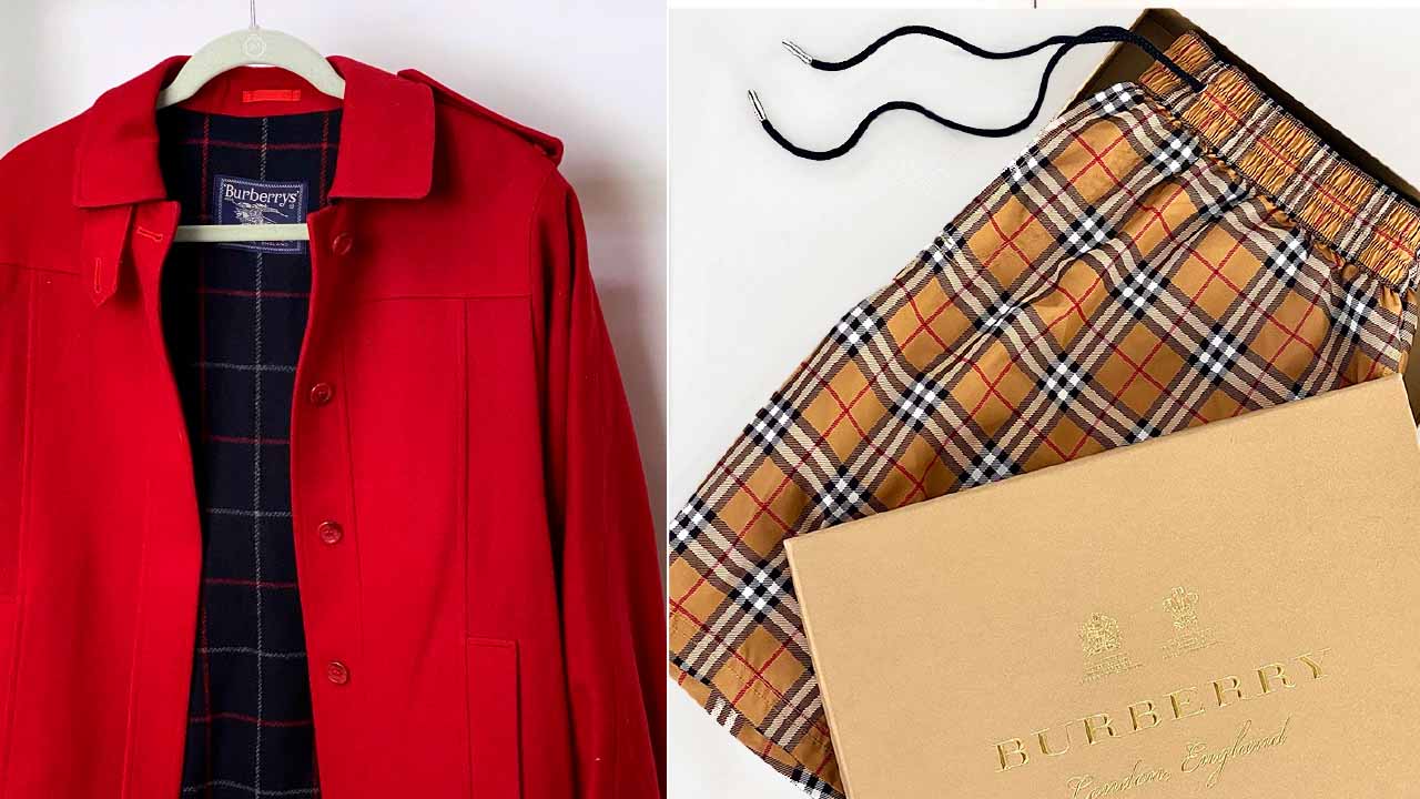 Fotos de peças Burberry uma das melhores grifes de roupas masculinas e femininas.