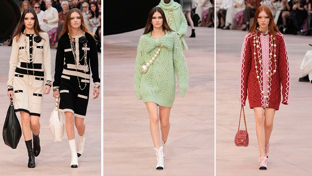 Montagem de fotos do Desfile Chanel Inverno 2025.