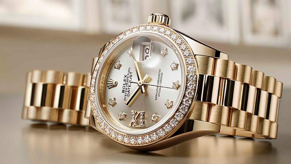 Foto d Datejust dos relógios femininos de luxo para o Dia das Mães da Rolex..