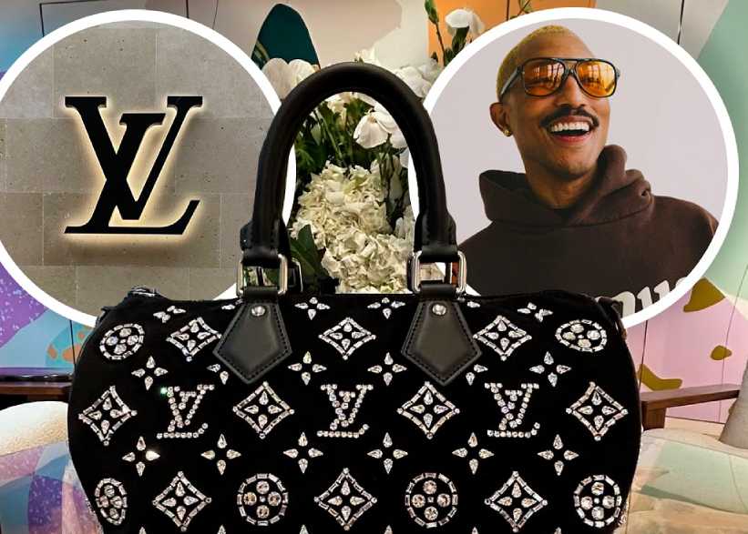 Foto da Bolsa Speedy 30 Bandoulière em suede preto com bordados de cristais.