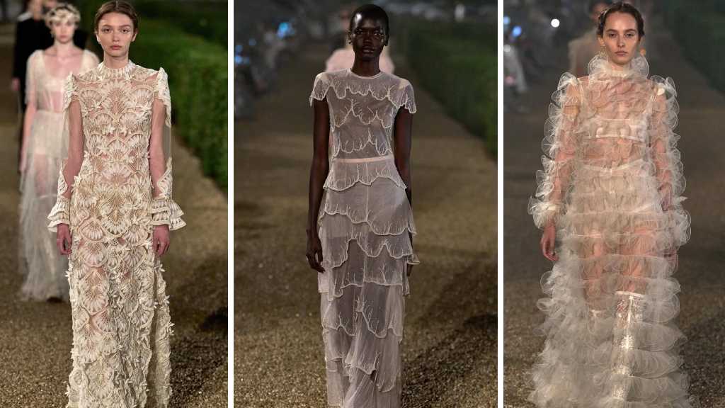 Montagem de fotos da
Coleção Dior Cruise 2026 desfilada em Roma.