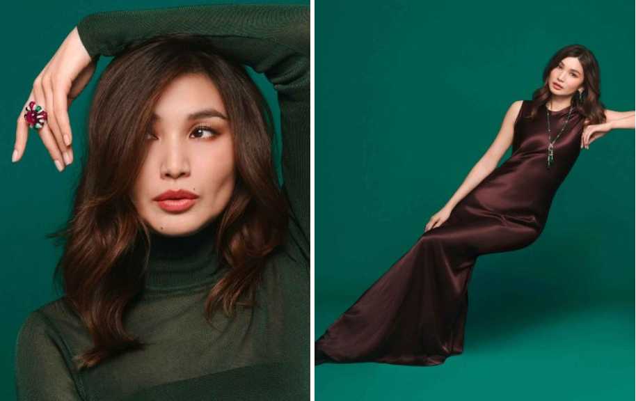 Montagem de fotos de Gemma Chan na nova camapanha da Cartier "En Équilibre"