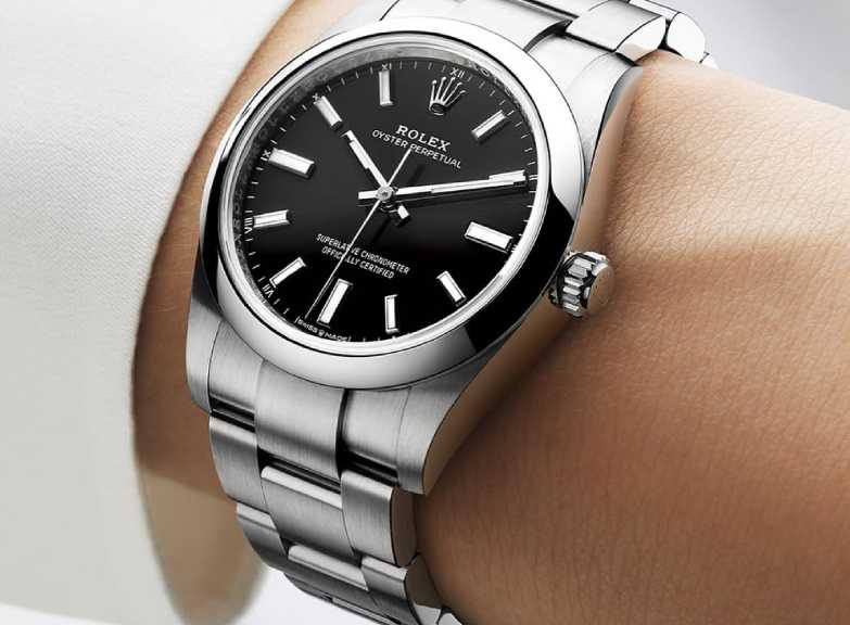 Foto do Oyster Perpetual 34. O Relógio Rolex mais acessível no catálogo da marca atualmente.