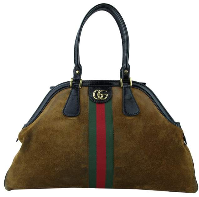 Foto do modelo Re(Belle) uma das bolsas de camurça marrom da Gucci tendência no inverno 2025.