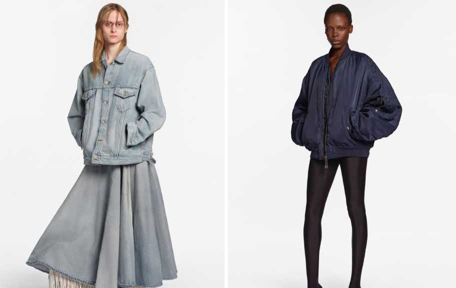Montagem de fotos da última coleção de Demna para a Balenciaga com inspiração na cantora britney Spears.