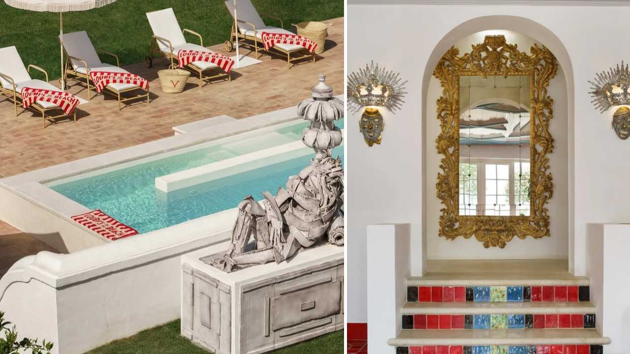 Montagem de fotos do Hotel Vermelho de Christian Louboutin.