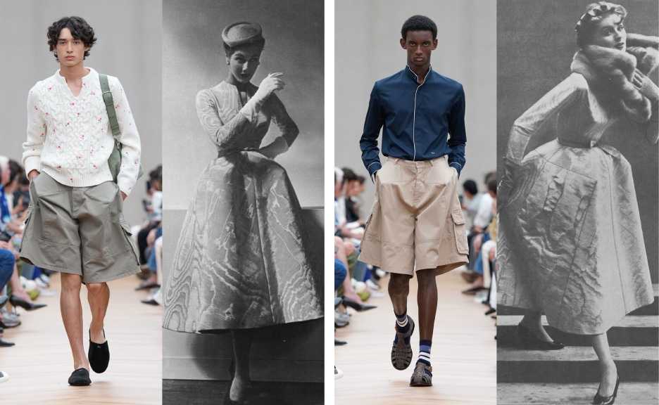 Montagem de fotos do Desfile Maculino Dior Verão 2026 por Jonathan Anderson.