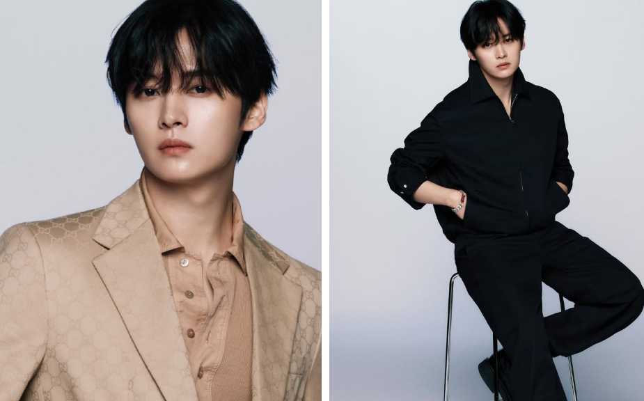 Fotos de Lee Know, integrante do Stray Kids, no anuncio de Novo Embaixador da Gucci.