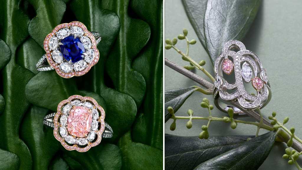 Montagem de fotos de Anéis da Boodles uma das joalherias mais icônicas do Reino Unido.