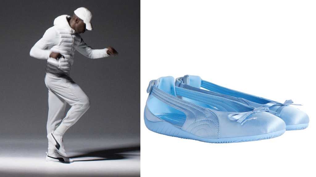 Montagem de Foto da Campanha fotografada por Ari Versluis ao lado da Ballerina Puma X Balenciaga.