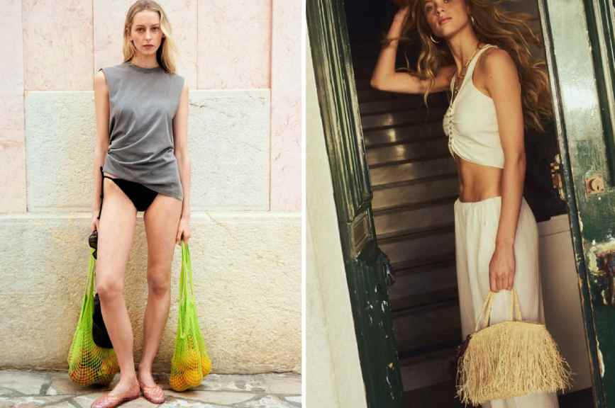 Fotos de modelos usando roupas da H&M que apareceu no relatório de moda e poluição.