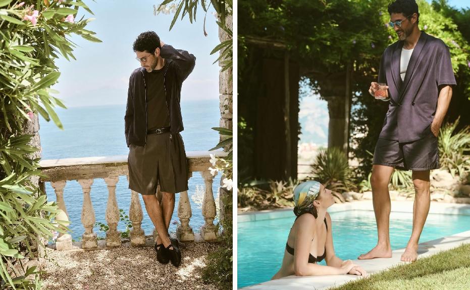 Montagem de fotos da collab de luxo Giorgio Armani X Kith.