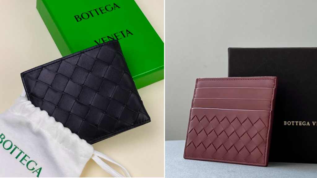 Montagem de duas fotos de carteiras de luxo masculinas da Montblanc para presente Dia dos Pais.