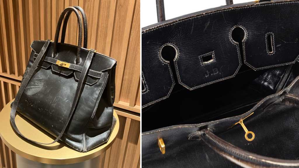 Fotos da primeira bolsa birkin da Hermès que pertenceu a Jane birkin.