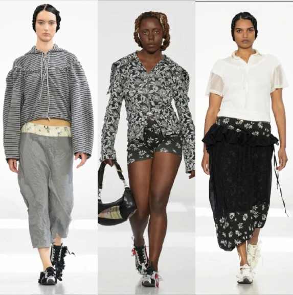 Montagem de fotos  looks do desfile de  Anne Sofie Madsen na Copenhagen Fashion Week Spring/Summer 2026.