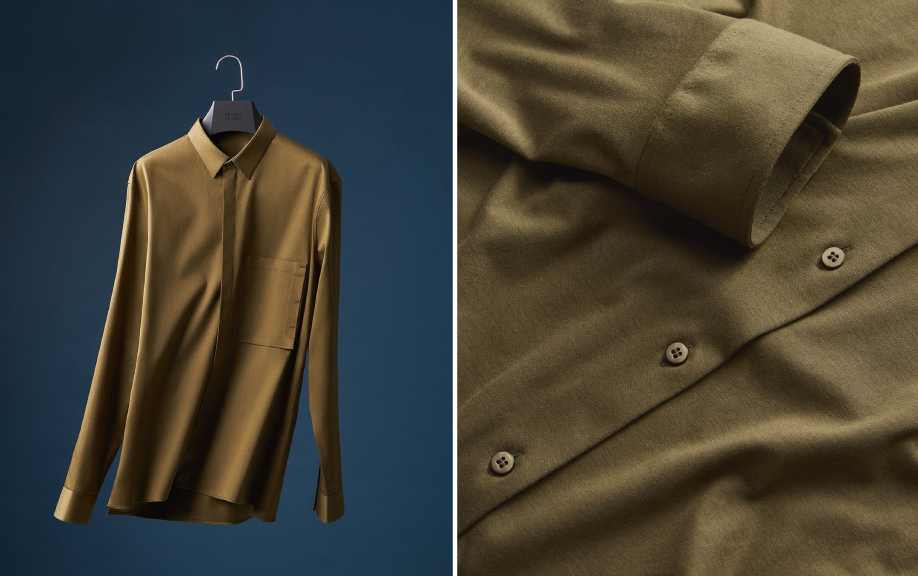 Montagem de camisas masculinas de botões da ricardo almeida, marca de moda de luxo brasileira.
