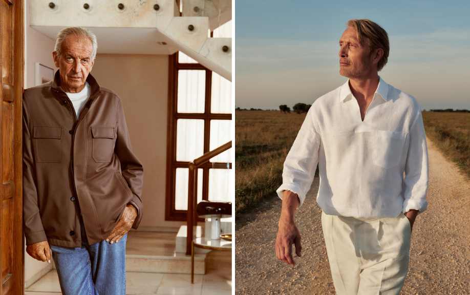 Fotos de homens usando camisaria Zegna de luxo.