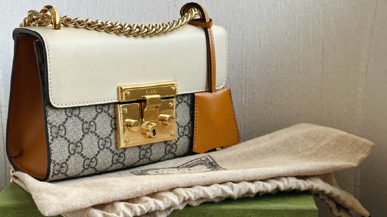 Foto de uma das bolsas estruturadas de luxo da marca Gucci.