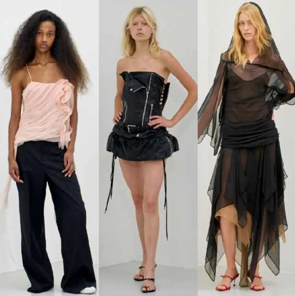 Montagem de fotos  looks do desfile de  Anne Sofie Madsen na Copenhagen Fashion Week Spring/Summer 2026.