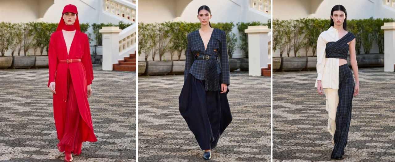 Montagem de looks do desfile neriage.