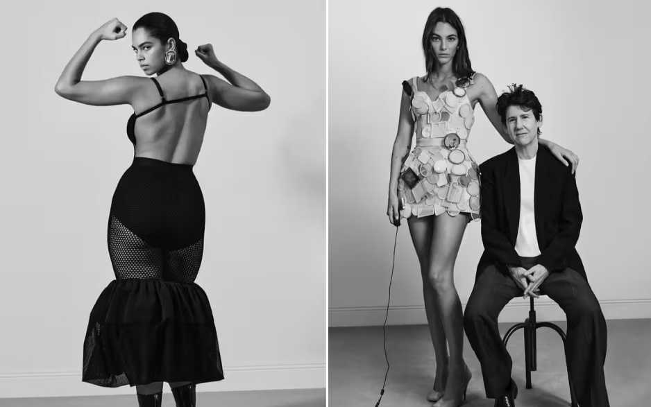 Montagem de fotos de modelos usando a primeira coleção de sarah burton para givenchy.